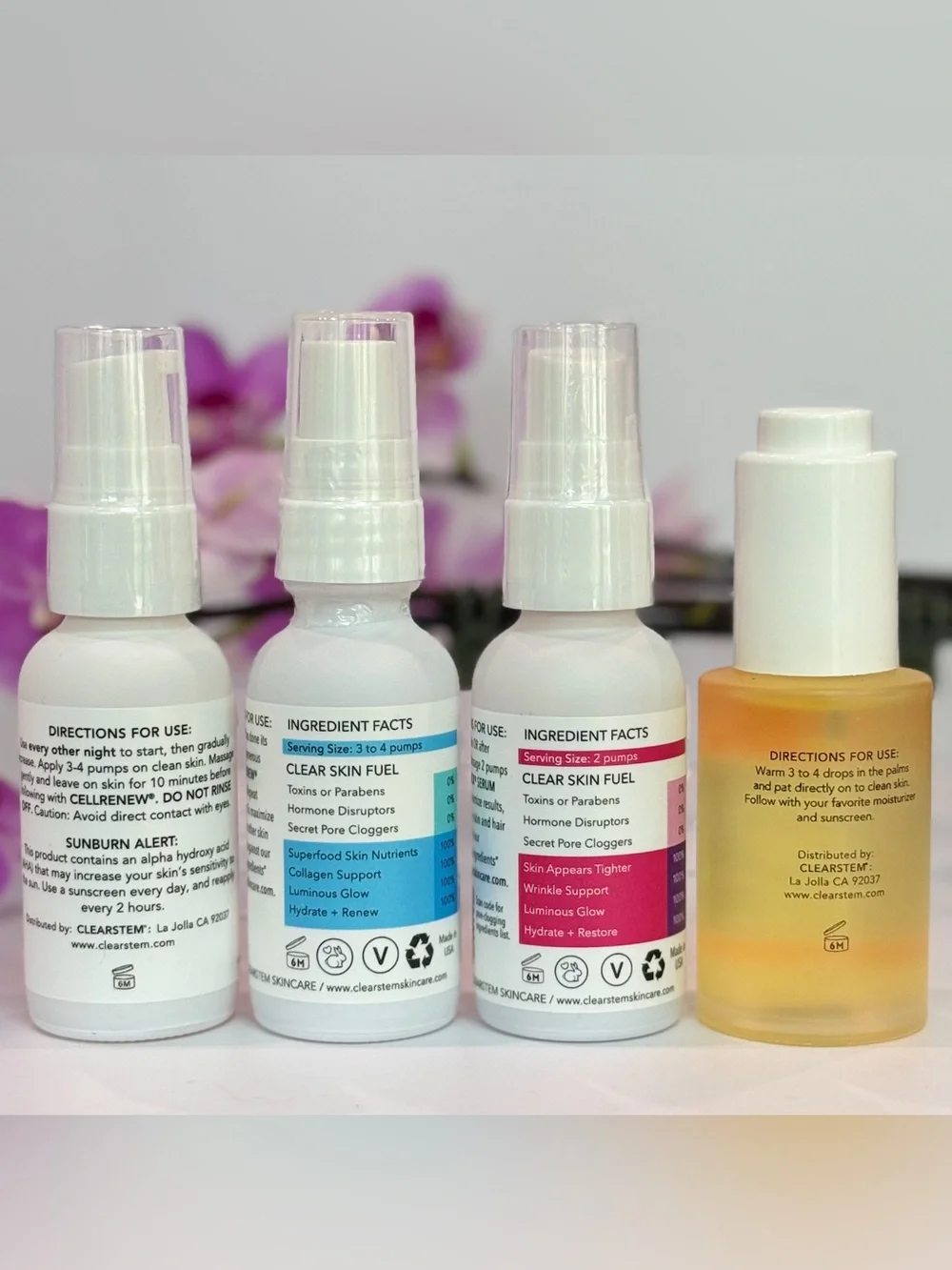 Clearstem Skincare Bundle Clarity CellRenew BounceBack GoldenHour NEW